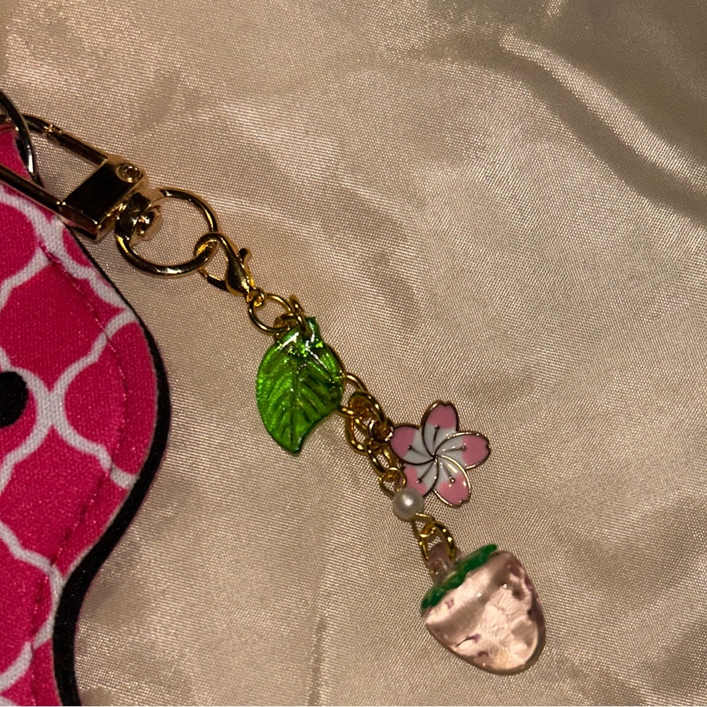 Keychain Chapstick Holder with strawberry charm and chapstick - Picture 4 of 4